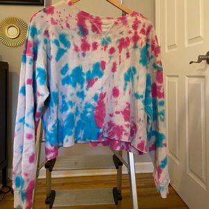 Tie dye crop, long sleeve shirt